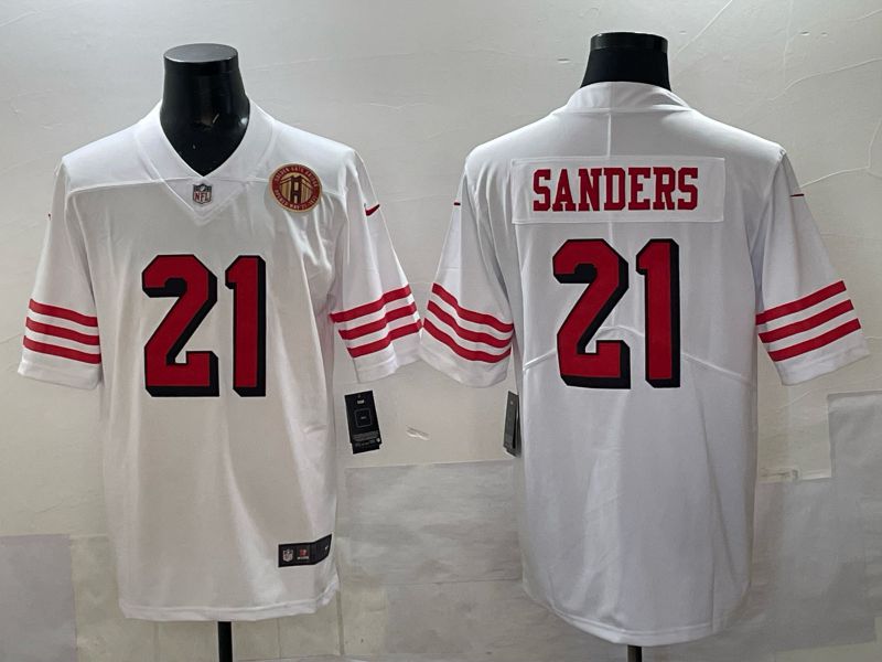 Men San Francisco 49ers #21 Sanders White Throwback Nike Limited NFL 2025 Jersey style 09->new york yankees->MLB Jersey